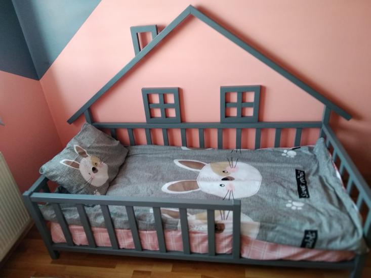 Montessori Yarım Çatılı Yatak Antrasit Gri 